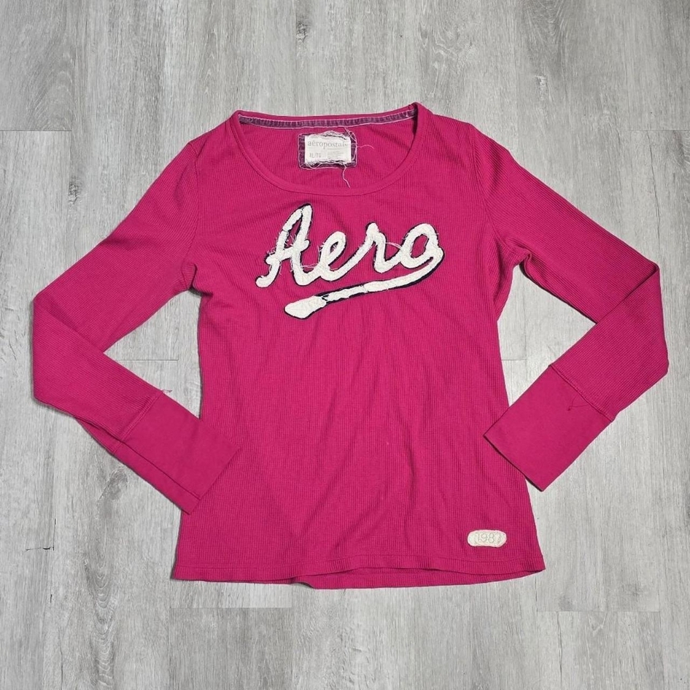 Y2K Aeropostale Thermal Long Sleeve Pink Tee Women's Size XL